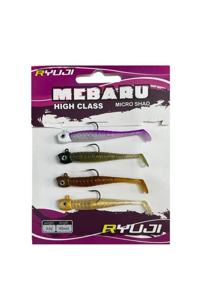 RYUJI Mebaru Micro Shad 6.5cm 3.8gr LRF Silikon Yem Seti 4 adet Natural Mix