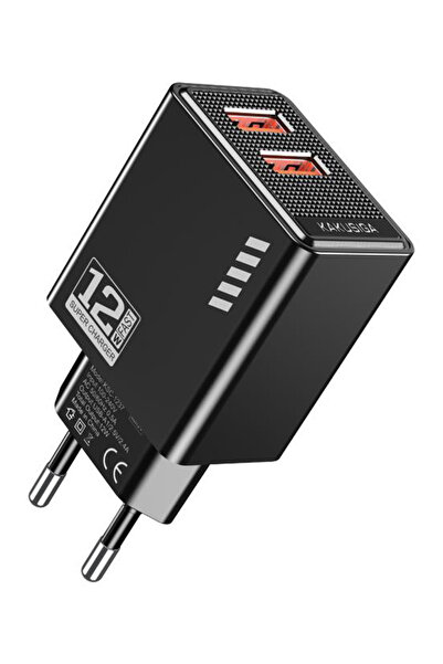 KAKUSİGA φορτιστής τοίχου KSC-1237, 2x USB, 12W, μαύρος