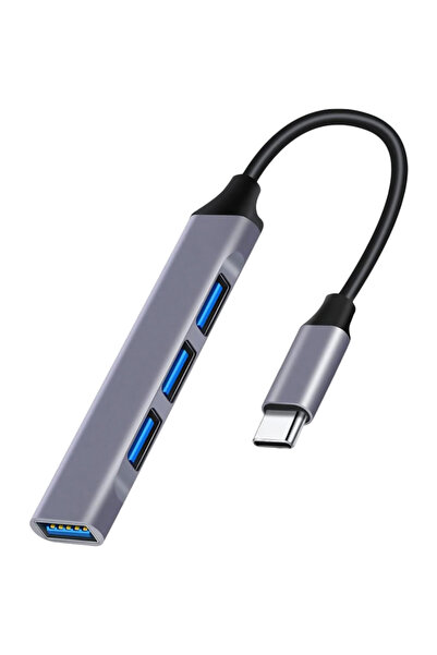 POWERTECH USB hub PT-1113, 4x θυρών, 5Gbps, USB-C σύνδεση, γκρι