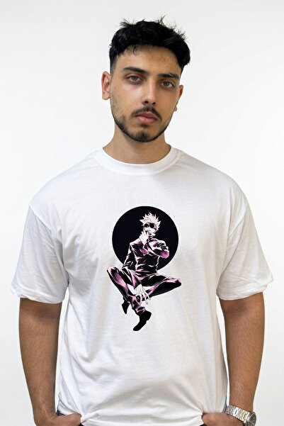 Anetos Gojo Satoru_43 Design Printed Oversize White T-Shirt