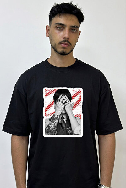 Anetos Jungkook Bts_1 Design Printed Oversize Black T-Shirt