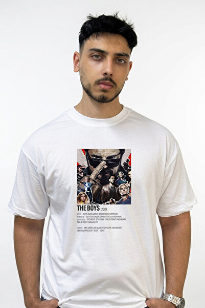 Anetos The Boys_3 Design Printed Oversize White T-Shirt