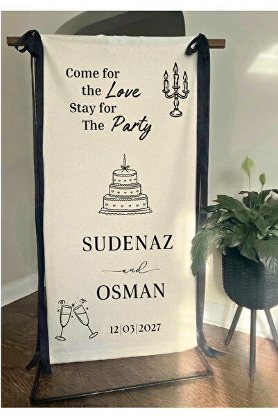 Hobi Sepeti Branda Karşılama Panosu, Kişileştirilebilir, Düğün Söz Nişan Arka...