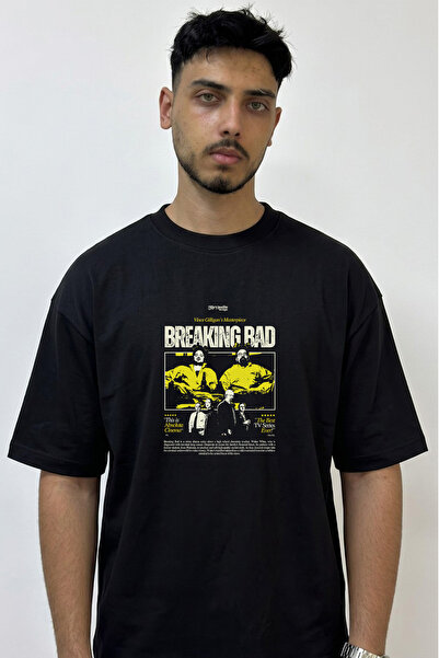 Anetos Breaking Bad Design Printed Oversize Black T-Shirt