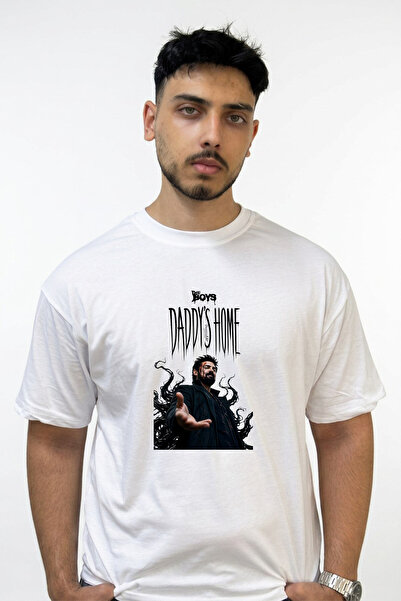 Anetos The Boys Billy Butcher Design Printed Oversize White T-Shirt