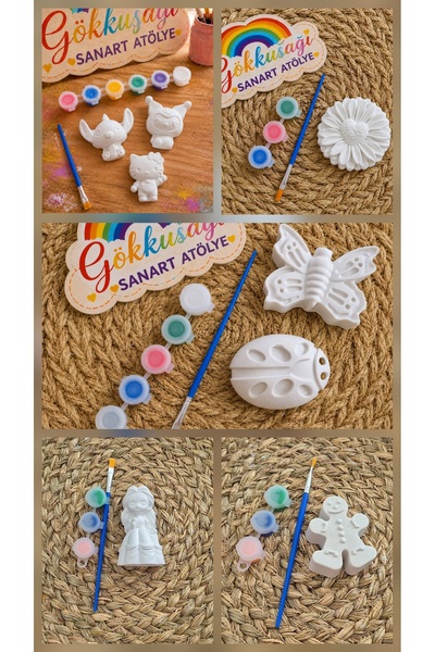 Gökkuşağı 5 paket karışık büyük boy figür taş boyama seti- DIY KENDİN YAP- an...