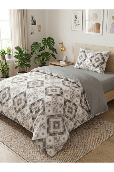 MORRİVAL Single Size Double-Sided 120X200 Fitted Sheet Bedding Set, 155X230 Z...