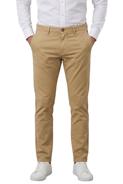 DeepSEA Camel Slim Fit Cotton Lycra Summer Men's Sports Trousers 2602021