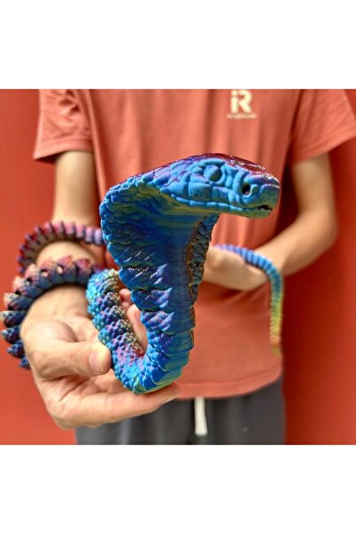 Choice19 90cm 35.43in Red Blue Green 3D Printed Cobra Statue, Flexible 3D Pri...