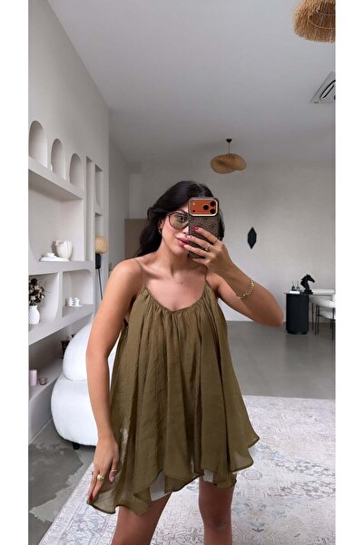 Buket Teke Khaki Strappy Casual Premium Blouse
