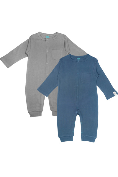 Babies Basic By Styli Pack of 2 - Premium Ribbed Cotton Sleepsuit Romper