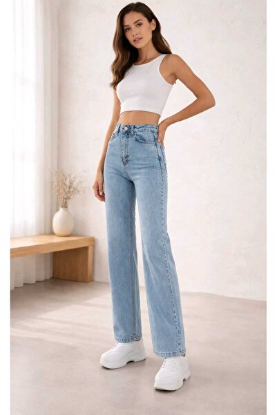 Lighter Jeans Pantaloni de damă Julia Lycra Wide Leg Palazzo Jean cu talie în...