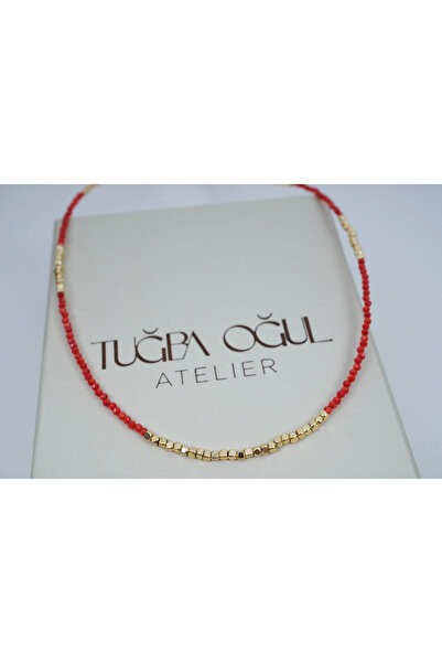 ATELİER TUĞBA YKL107 قلادة دوريكا مفصلة ومزينة بخرز الرمل
