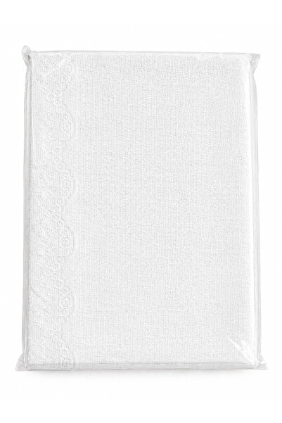 LENDASHOP 140X220 cm Ecru Tablecloth with Lace Edges, Stain-Resistant, Wipeab...