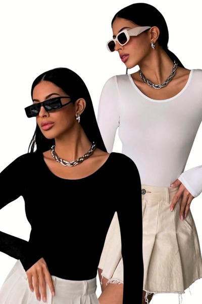 Ladima Women's 2-Piece Black and White Princess Collar Blouse