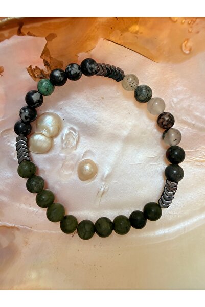 gemsartdeco Jade Obsidian Quartz Natural Stone Bracelet