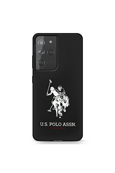 U.S. Polo Assn. Husă din silicon cu logo pentru Samsung Galaxy S21 Ultra, Negru