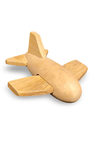 CWWTOYS Albatros Airplane Unpainted Wooden Toy, Solid Beech Wood, 18 Months+