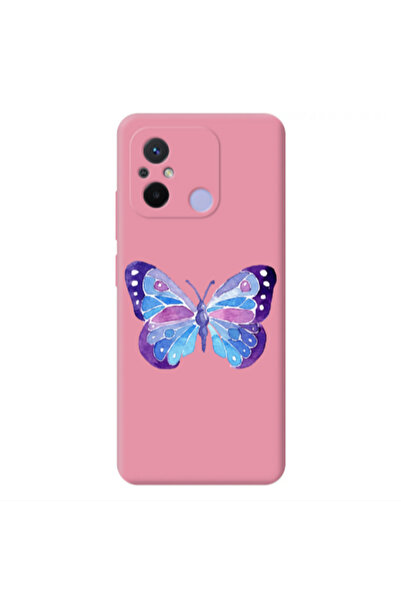 Other Xiaomi Redmi 12C Big Butterfly Pink Colored Silicone TPU Θήκη