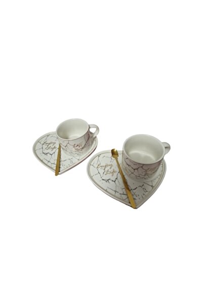 OEM Set de 2 cești de cafea, Colecția de lux Malooki, Ceramică, Alb, Design c...