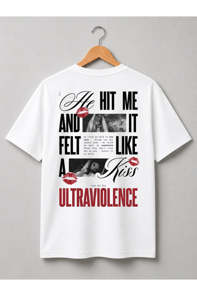 Grafftee Clothing Tricou casual unisex premium cu imprimeu Lana Del Rey, cu d...