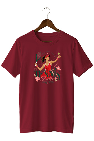 remonz Tennis Racket Printed T-Shirt Floral Sports T-Shirt