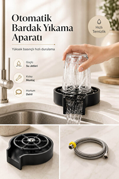 Anadolu Saray Pratik Yüksek Basınçlı Otomatik Bardak Yıkama Aparatı Lavabo Uy...