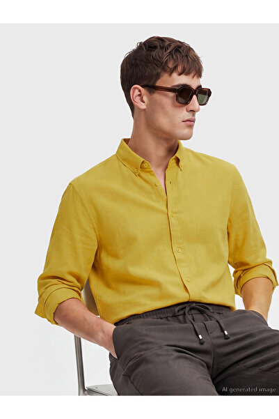LC Waikiki Nevavm Regular Fit Men's Textured Shirt with Difference