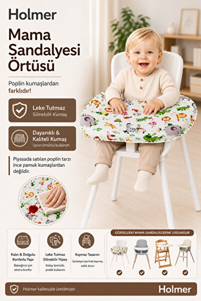Holmer Organik Pamuklu Leke Tutmaz Mama Sandalyesi Örtüsü
