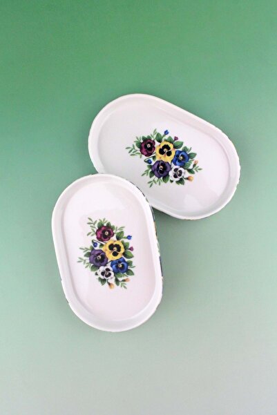 Bursa Porselen Dekor Menekşe 2 Porcelain Kayak Plates