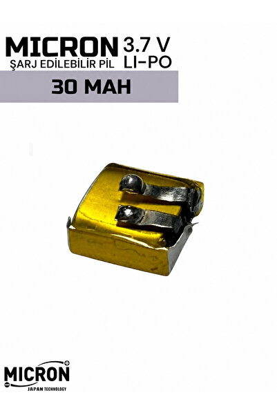Micron 3.7V 30mAh Lityum Polimer (Li-Po) Şarj Edilebilir Pil 400909 (9×9×4 mm)
