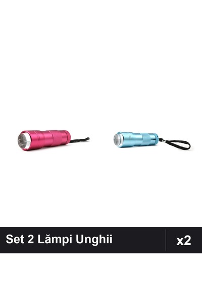 NAİLS Set 2 Lămpi Lanternă LED UV Silicon Manichiură 12W, Roz și Albastră