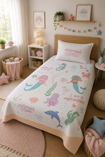 Evdek Bebek ve Çocuk Odası Mermaid Dream – Deniz Kızı Tek Kişilik Pike Takımı...