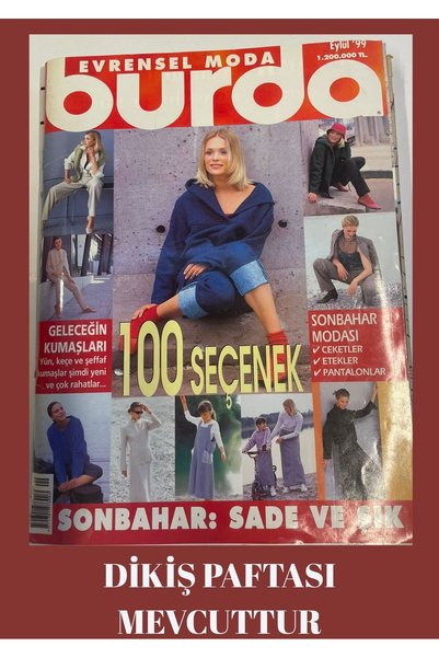 Kişisel Yayınlar BURDA MODEN DİKİŞ DERGİ 1999 EYLÜL PAFTASI MEVCUTTUR İKİNCİEL