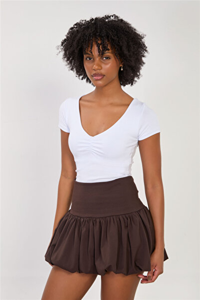 BARRELS AND OIL Women's smocked v-neck bodysuit - white