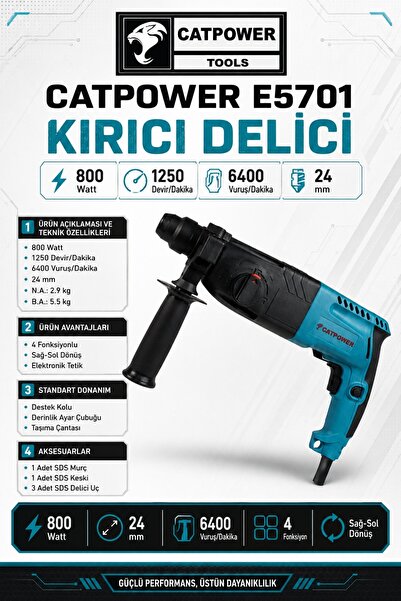 Cat Power Catpower E5701 2,5Kg Kırıcı Delici Sds Plus Hilti 800W