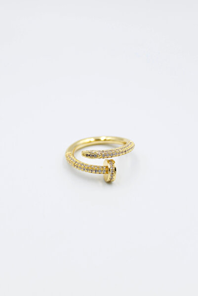 LooRen Butik Adjustable Gold Color Women's Ring with Nail Detail |   Modern a...