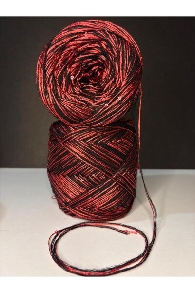 Ana&Kuzusu İplik Black Mercerized Viscose, Red Sequins (6 Layers of Wrapping)...