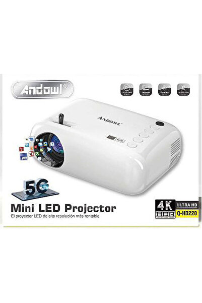 Andowl Μίνι Προβολέας Qhd220 με Λάμπα DLP LED και Ενσωματωμένα Ηχεία Q-HD220
