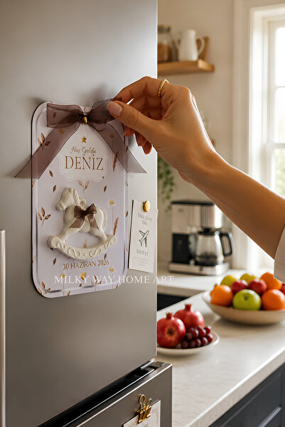 Milky Way Home Art Kişiye Özel Yenidoğan Magneti 50 Adet | Hoş Geldin Bebek M...