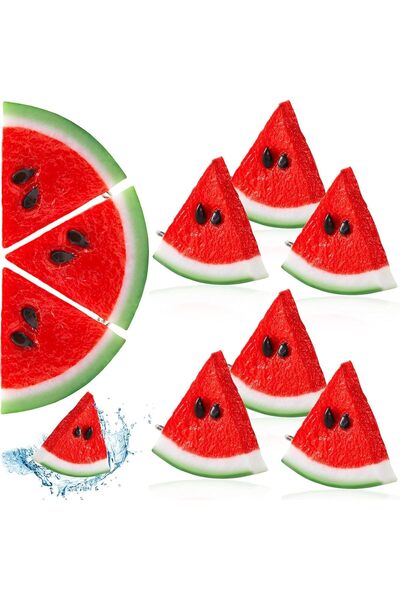 Arabest 7-Piece Fake Watermelon Slices,Ultra-Realistic Artificial Fruit,Plast...