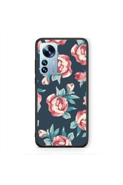 Other Xiaomi Mi 12 Pro Purple roses Black Glossy Θήκη
