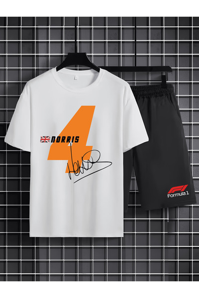 MAGORS طقم تي شيرت وشورت للأطفال مطبوع عليه LANDO NORRIS مصنوع من القطن بنسبة...