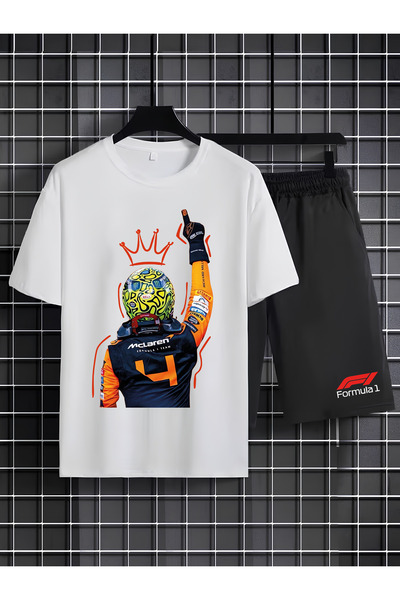 MAGORS طقم تي شيرت وشورت للأطفال مطبوع عليه LANDO NORRIS مصنوع من القطن بنسبة...