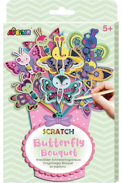 AVENİR Scratch Bouquet Kit Butterfly | DIY Scratch Art Bouquet, Ages 3+