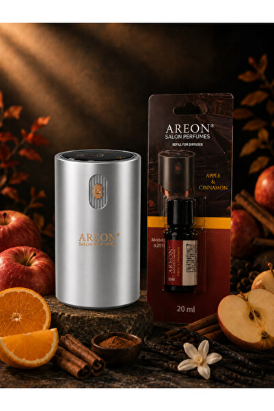 Areon Aromatik Difüzör Gümüş (Klasik Metal) + Apple Cinnamon