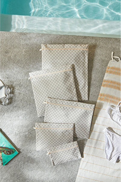 Ocean Home Textile حقيبة غسيل مكونة من 5 قطع مقاومة للماء ومبطنة بالبولي فيني...