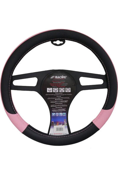 Simoni Racing Κάλυμμα τιμονιού αυτοκινήτου Pink Lady, δερμάτινο, ροζ, με διάμ...