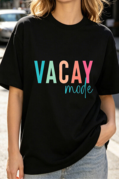 Fleck Womens T Shirts Vacay Mode Colorful Text Summer Casual Style