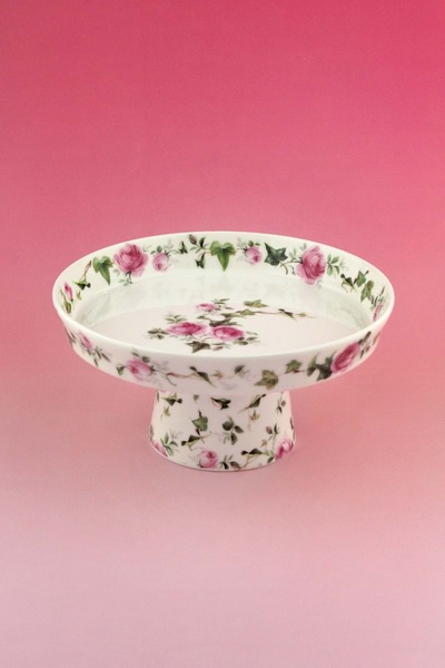 Bursa Porselen Dekor Pink Ivy Porcelain Footed Plate